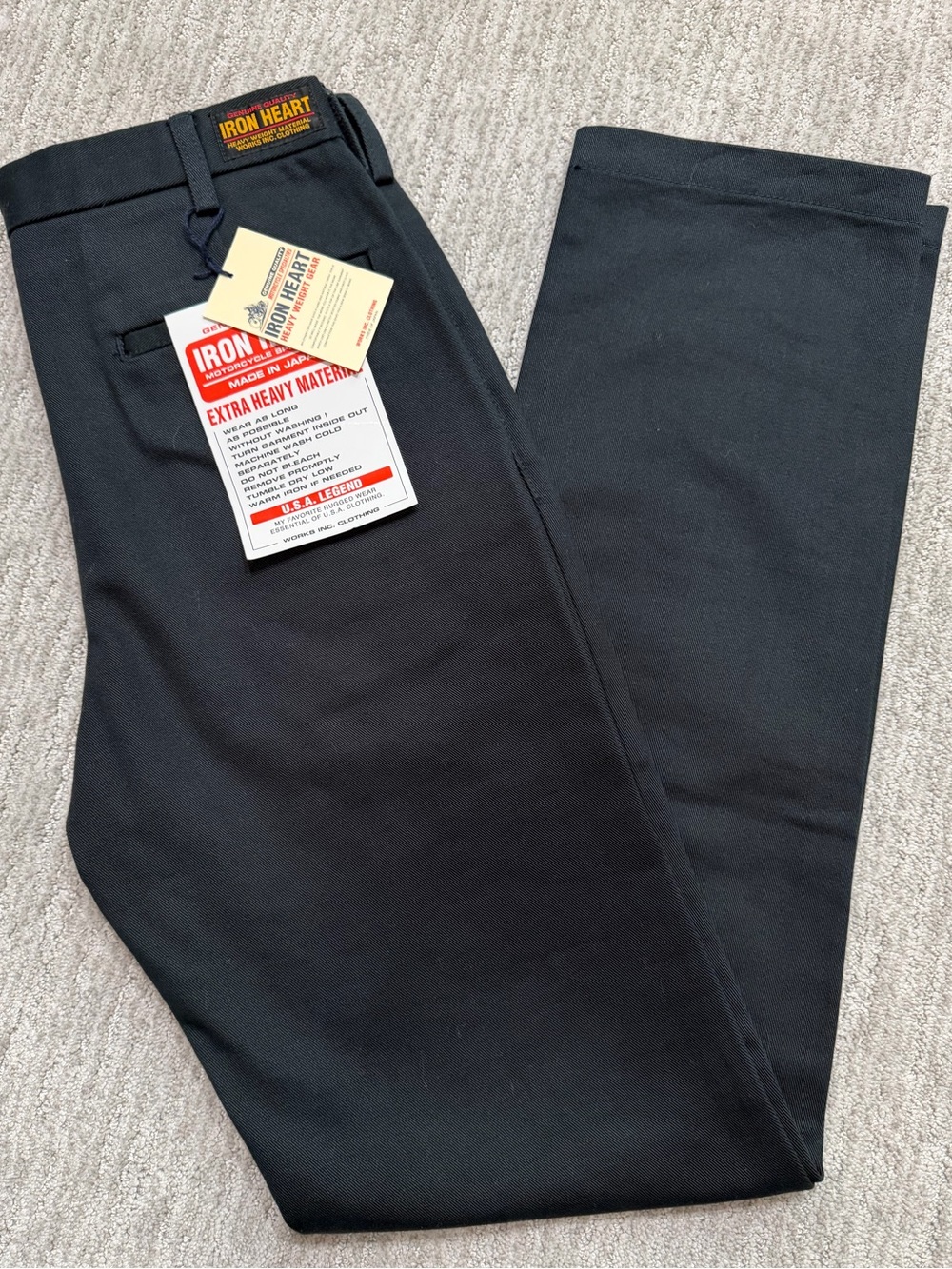 NWT Iron Heart 12oz Heavy Cotton Regular Fit Chinos - Navy